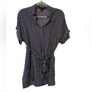 Blue and White Striped Button Up ShirtDress